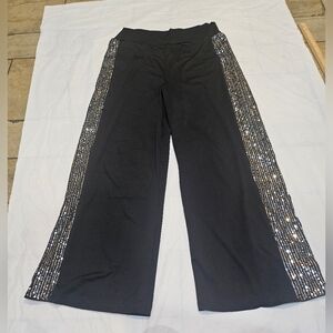 Womens Sparkle Sequin Contrast Wide Leg Dress Pants 0XL